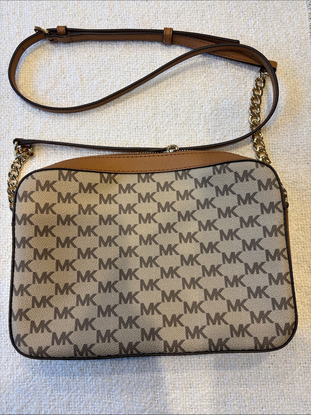 Michael Kors Beige/Brown Signature MK Crossbody Bag - Picture 4 of 6